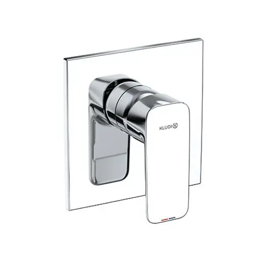 Wandmontierter Wasserhahn von Kludi in chromfarbener Ausführung, mit steuerbarem Hebel und klarer Kontur. Ideal für moderne Badezimmeranwendungen.